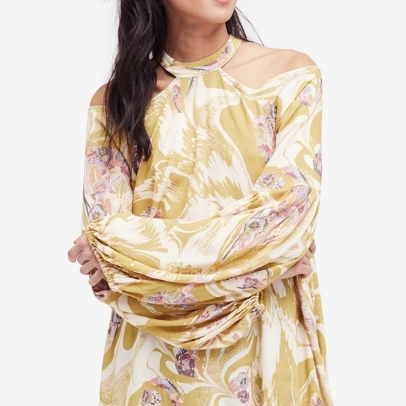 Free people Drift Away Shift boho cold shoulder beach vacation mini dress - Picture 4 of 11